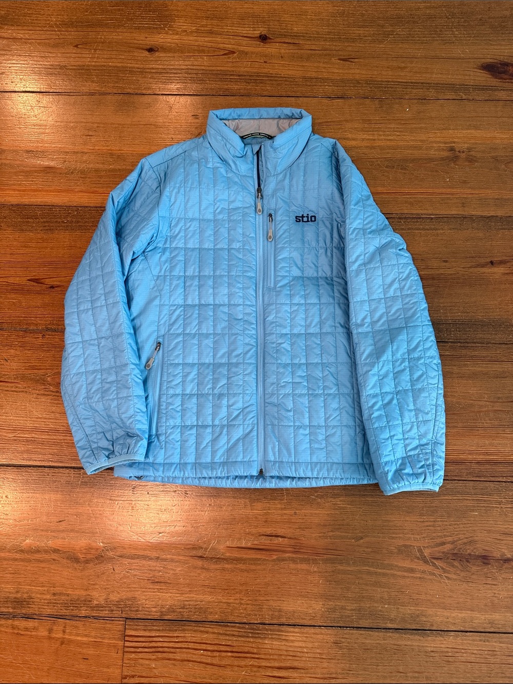 Mens Stio Sky Blue Quilted Full-Zip Jacket Size Large Excellent Condition